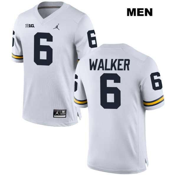 Men's NCAA Michigan Wolverines Kareem Walker #6 White Jordan Brand Authentic Stitched Football College Jersey GD25Z86EX